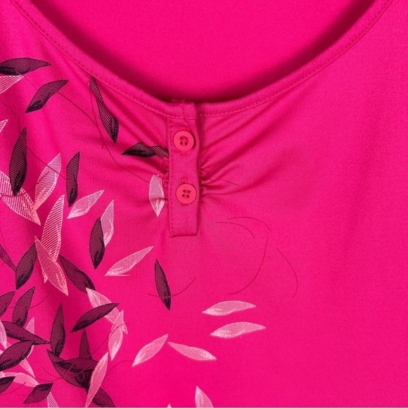 The North Face Floral Pink Vapor Wick Short Sleeve Henley Top Large - Picture 5 of 13